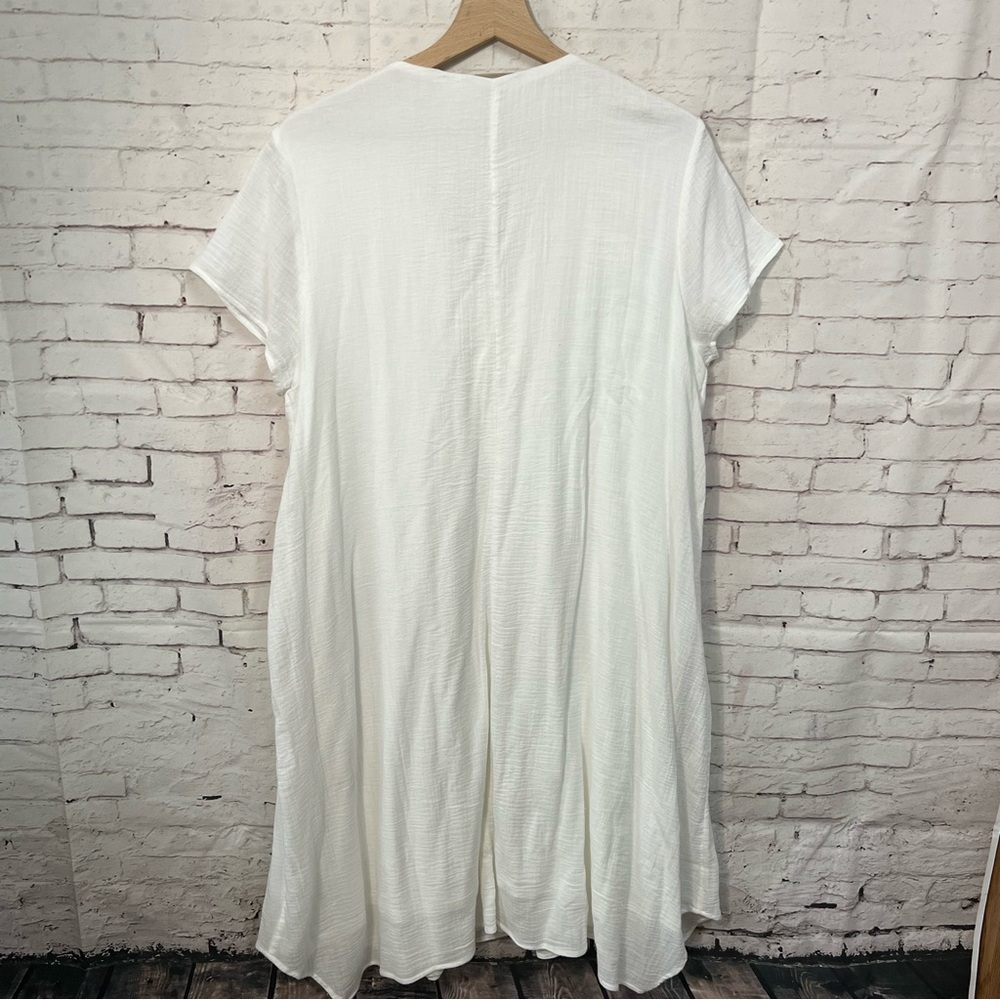 Soft Surroundings Sz Large 100% Cotton Casual Dress Pockets Knee Length White SS - Picture 3 of 12